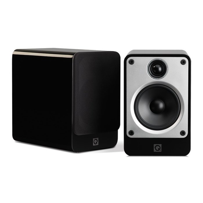 Q Acoustics Concept 20 Gloss Black Bookshelf Speakers with QED Silver Anniversary XT Speaker Cable Pair 6.5 Feet... N3