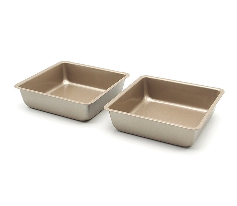 SS&CC Heavy-gauge Steel 4 inch Square Mini Cake Pans Set of 2 N2