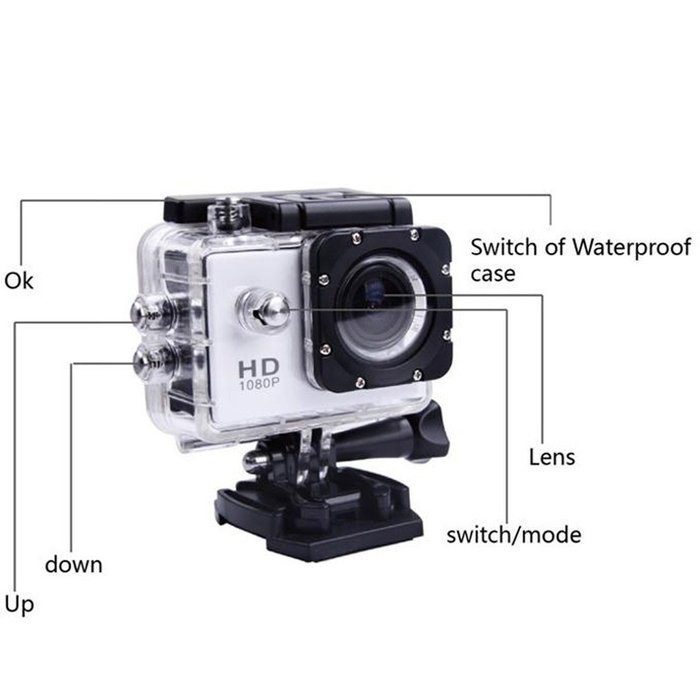 Veezy Cam 12MP Full HD 1080P Bicycle Helmet Sports DV Action Waterproof Car Camera (Black) N2