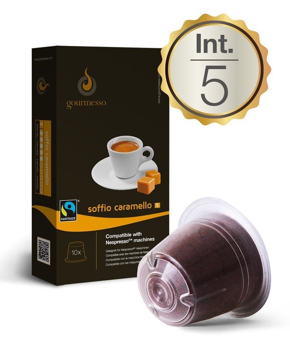 10 Nespresso&reg; Compatible Coffee Capsules $0.50/pod - Soffio Caramello (Int. 5) N16