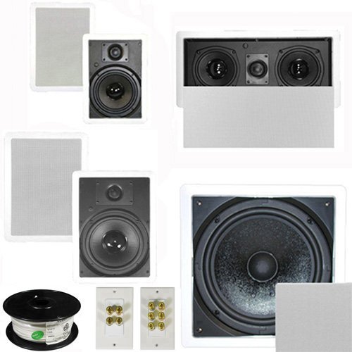 Theater Solutions 5.1 Home Theater 8" and 6.5" Speaker Set with Center, 10" Passive Sub More TS6W8WL51SET10 N2