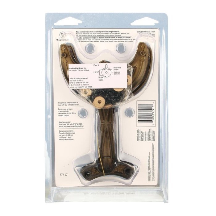 Westinghouse 7740900 52 inch Brushed Nickel Finish Replacement Fan Blade Arms, Five Pack N5