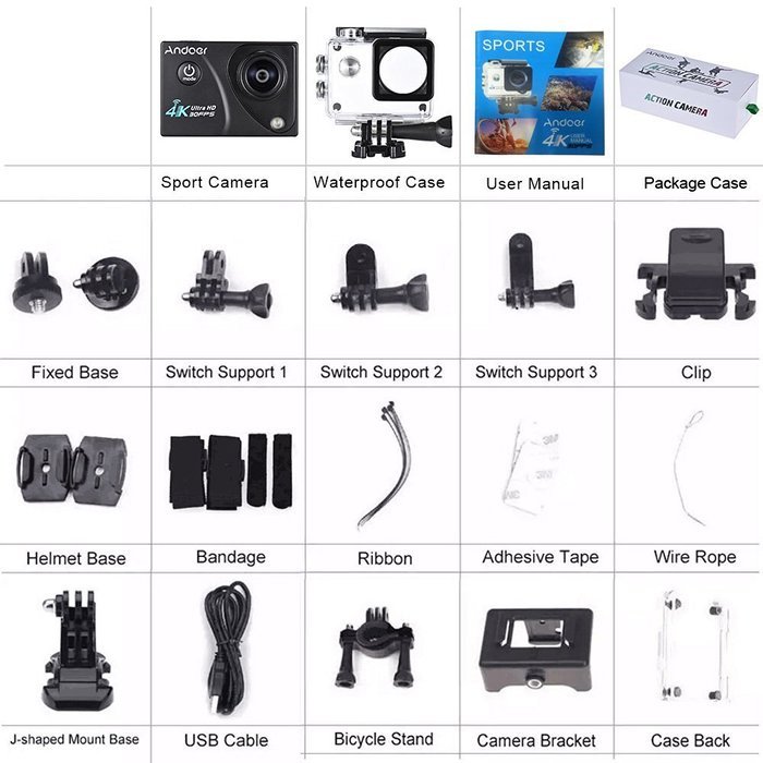 Andoer 2.0in Wifi 4K 1080P 60FPS 30FPS Full HD DV LTPS LCD Waterproof 170&deg;Wide Angle Outdoor Action Sports Camera... N20