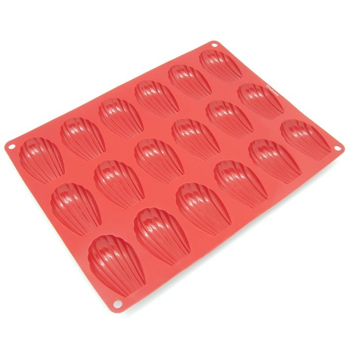 Freshware CB-107RD 18-Cavity Medium Silicone Mold for Homemade Madeleine Cookies, Chocolate, Candy, and More