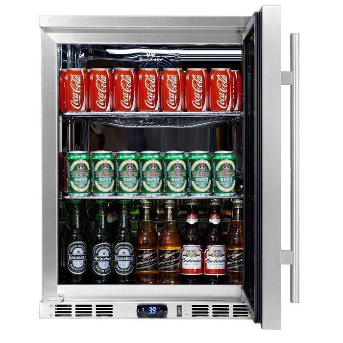 KingsBottle 140 Can 1-Door Under Counter Beverage Cooler, Heating Glass N12
