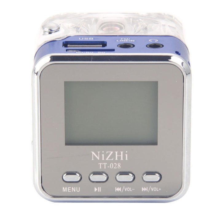 Getmore Durable Mini Multimedia Speaker LCD Mp3 Fm Radio for Micro Sd Mp3 USB Blue