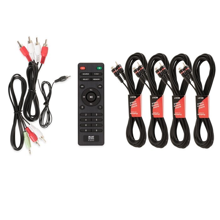 Blue Octave B51 Home Theater 5.1 Powered FM Speaker System with USB / SD and 4 Extension Cables N2
