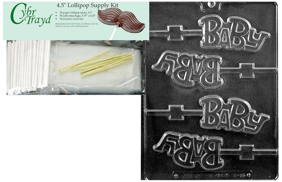 Cybrtrayd B055 "Baby" Lolly Chocolate Candy Mold with Exclusive Cybrtrayd Copyrighted Chocolate Molding Instructions N2