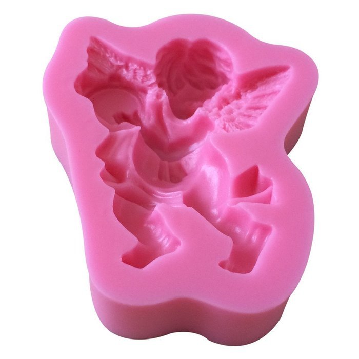 LYNCH Angel Boy With Drum Shaped Silicone Cupcake Mold DIY Fondant Cake Tools,Pink N5