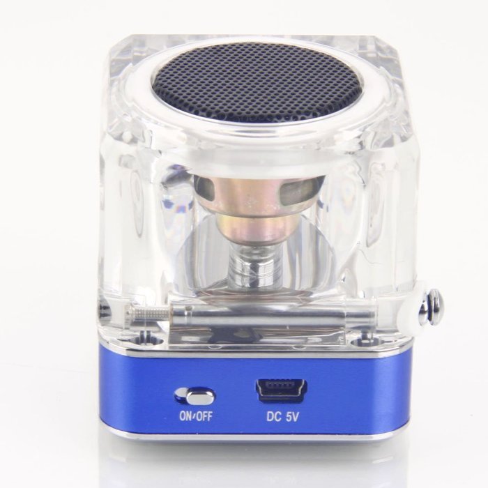 Getmore Durable Mini Multimedia Speaker LCD Mp3 Fm Radio for Micro Sd Mp3 USB Blue N3