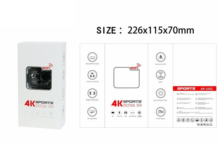 Sports Action Camera, POTO F68 WIFI Ultra HD 4K 2.0 Screen Waterproof Outdoor Sports Camera with Viewing Angles... N3