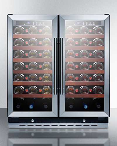 Summit SWC3066 66 Bottle Capacity Dual Temperature Wine Cooler With Built-In Capable Wooden Shelves Digital Thermostats... N4