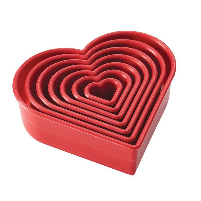 Cake Boss Decorating Tools 7-Piece Nylon Heart Fondant and Cookie Cutter Set, Red N2