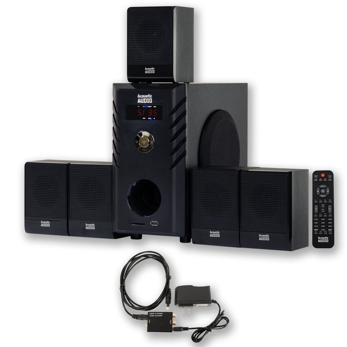 Acoustic Audio AA5104 Home Theater 5.1 Speaker System with Optical Input Surround Sound