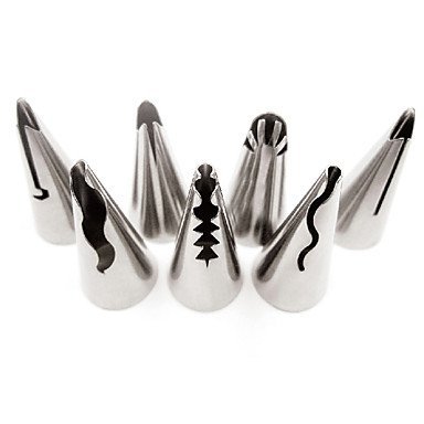 Sher 7 pcs Korean Puff Russian Skirt Shape Stainless Steel Icing Piping Nozzles Pastry Decorating Tips Cupcake...
