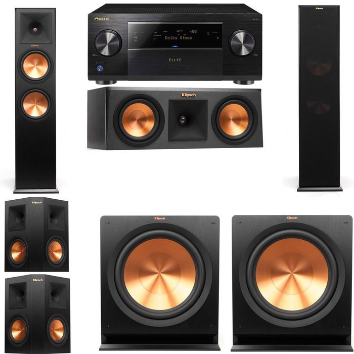 Klipsch RP-280F Tower Speakers-RP-250C-R112SW-5.2-Pioneer Elite SC-85