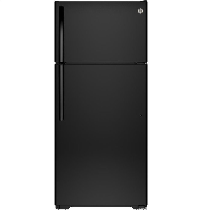 Ge GIDDS-632128 Energy Star 15.5 cu. ft. Top Freezer Refrigerator, Black, Reversible Door Swing N2