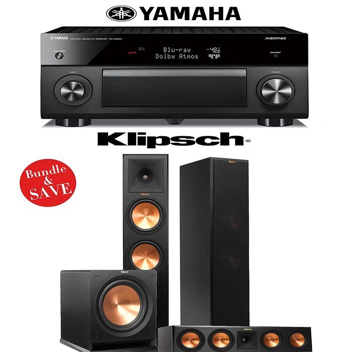 Yamaha RX-A2060BL AVENTAGE 9.2-Channel Network A/V Receiver + Klipsch RP-280F + Klipsch RP-450C + Klipsch R-112SW...