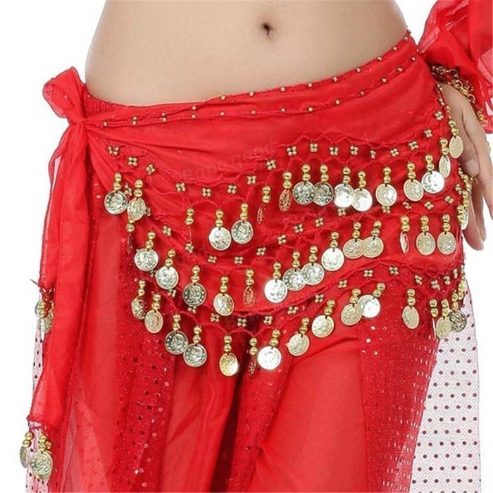 Bargain World 3 Row Belly Dance Hip Skirt Scarf Belt Waistband Dance Performance Supplies N2