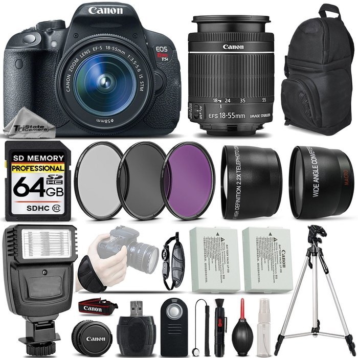 Canon EOS Rebel T5i DSLR Camera 700D + 18-55mm IS STM - International Version N8