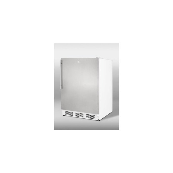 Summit CT66LSSHVADA: ADA compliant refrigerator-freezer for freestanding use, with lock, white cabinet, stainless...