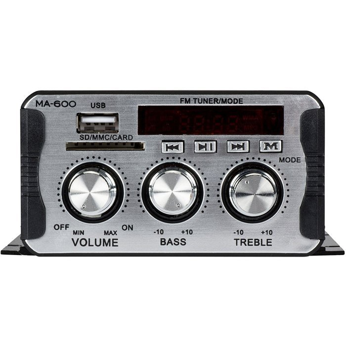 Kinter MA-600 2-Channel Mini Amplifier with Remote USB MP3 Media Card FM 2x18W