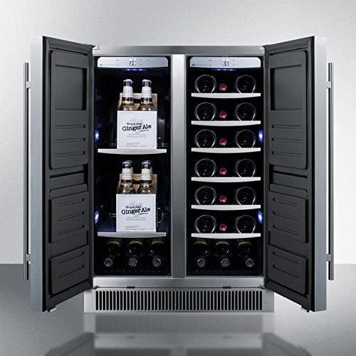 CL63FDOS Dual zone outdoor wine/beverage center for built-in or freestanding use, with French door swing, stainless...