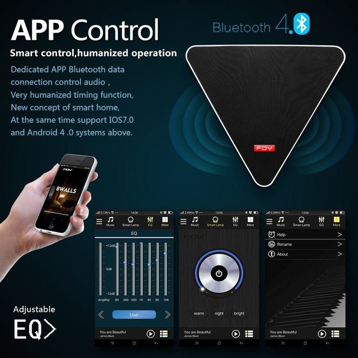 FDY In-Wall Mounted Speakers Control By Smartphone App Bluetooth Speaker With Wired Indoor Home Audio Stereo Speakers... N2