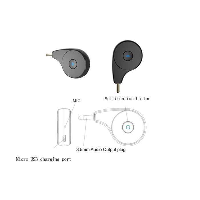AGPtek Mini Bluetooth Receiver Portable Car Kit CSR 4.1 A2DP Wireless Adapter Music receiver N4