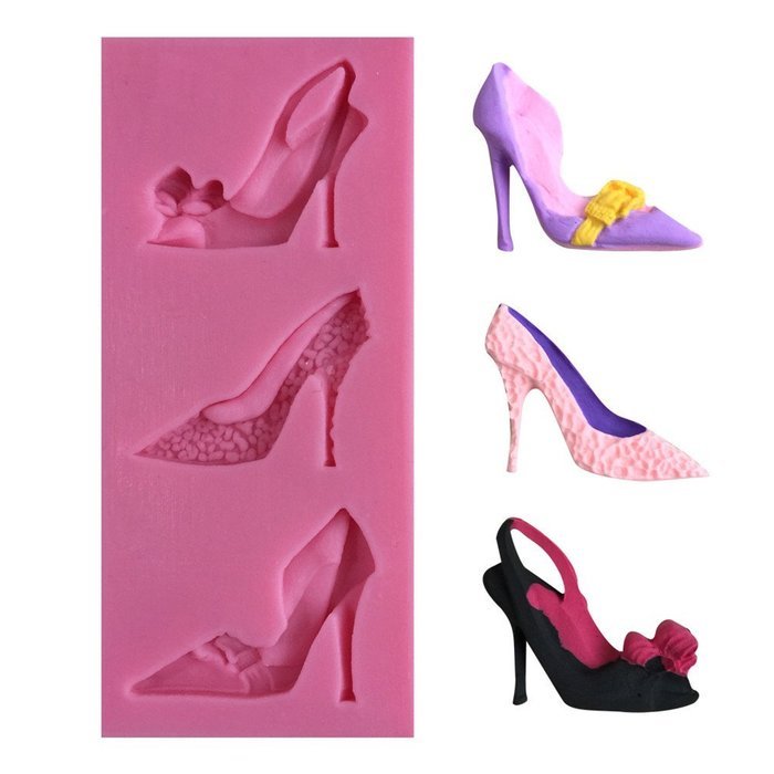 LYNCH Fondant 3D Silicone Mold High-heeled Shoes Decorated Chocolate Tools,Pink N5
