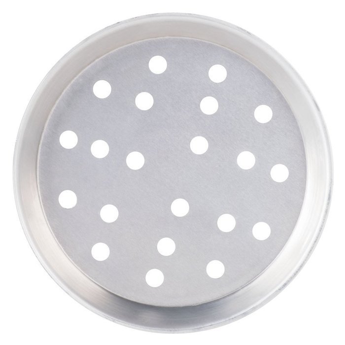 American Metalcraft ADEP10P 10" x 1" Perforated Standard Weight Aluminum Tapered / Nesting Deep Dish Pizza Pan N2