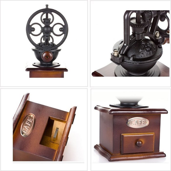 DecentGadget&reg; Wooden Coffee Bean Spice Vintage Style Hand Grinder Coffee Mill Coffee Bean Machine With Ceramic...