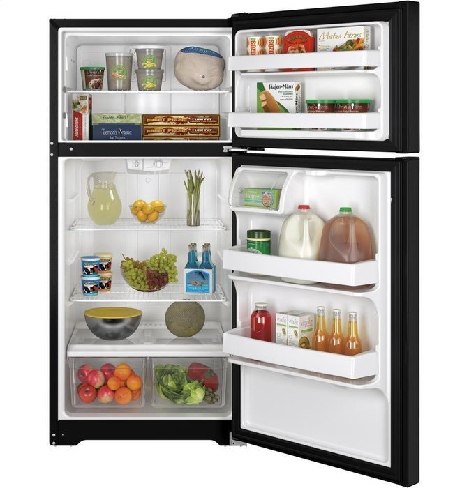 GE GTE15CTHRBB 14.6 Cu. Ft. Black Top Freezer Refrigerator - Energy Star - Right Hinge N3