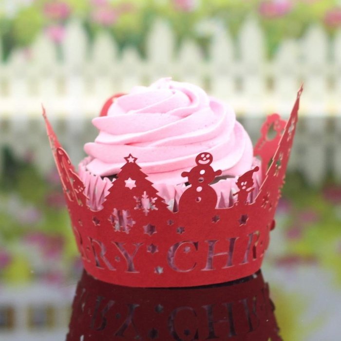 Muxika 24Pcs Christmas Hollow Lace Cup Muffin Cake Paper Case Wraps Cupcake Wrapper for Wedding Birthday Festival... N16