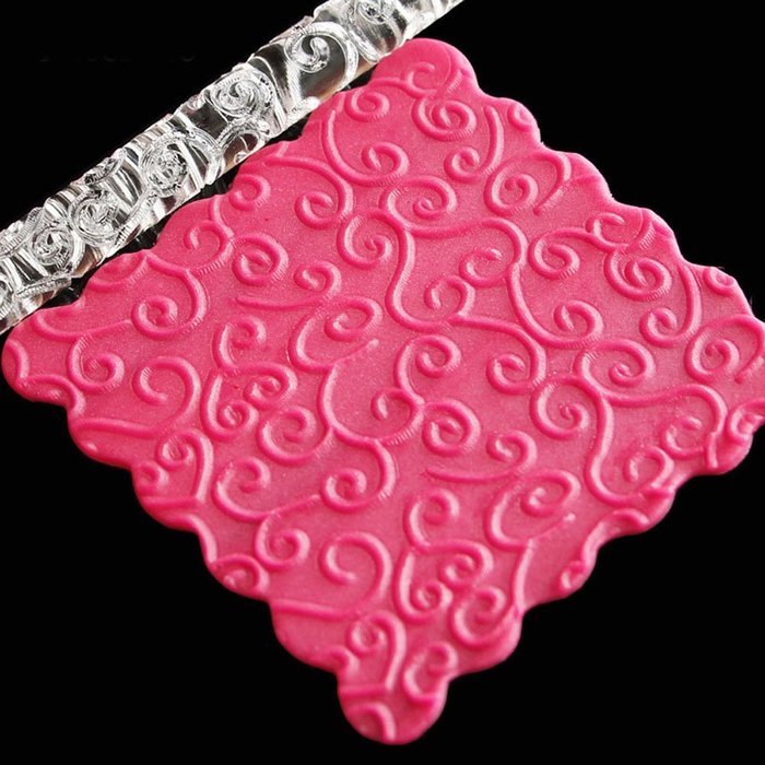 Fondant Transparent Acrylic Carved Wood Grain Printing Non-stick Mini Rolling Pin for Cake Decorating Tool N4
