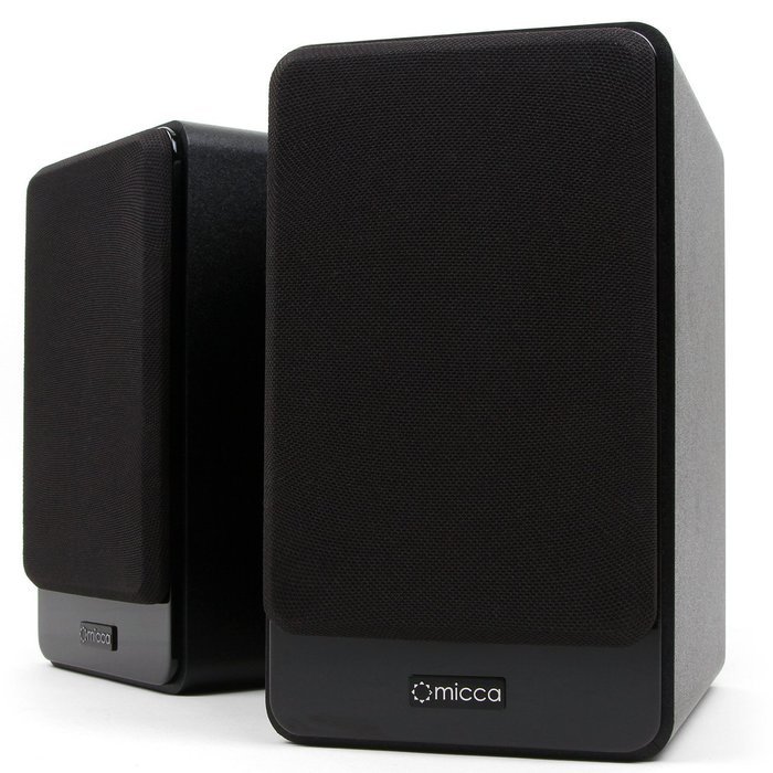 Micca Club 3 Bookshelf Speakers with 3.5-Inch Carbon Fiber Woofer and Silk Dome Tweeter, Black N2