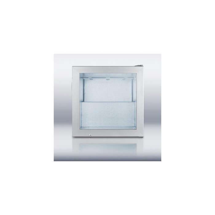 Summit SCFU386CSSVK: Compact commercial vodka chiller with self-closing glass door and stainless steel wrapped... N2