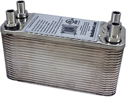 B3-12A 40 Plate Stainless Steel Heat Exchanger with 1/2" Hose Barb Ports Copper Brazed N3