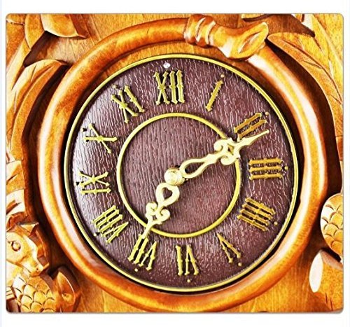 European Style Wall Cocks,intelligent Light and the Cuckoo Bird Ring the Hours, Solid Wood Carving N2