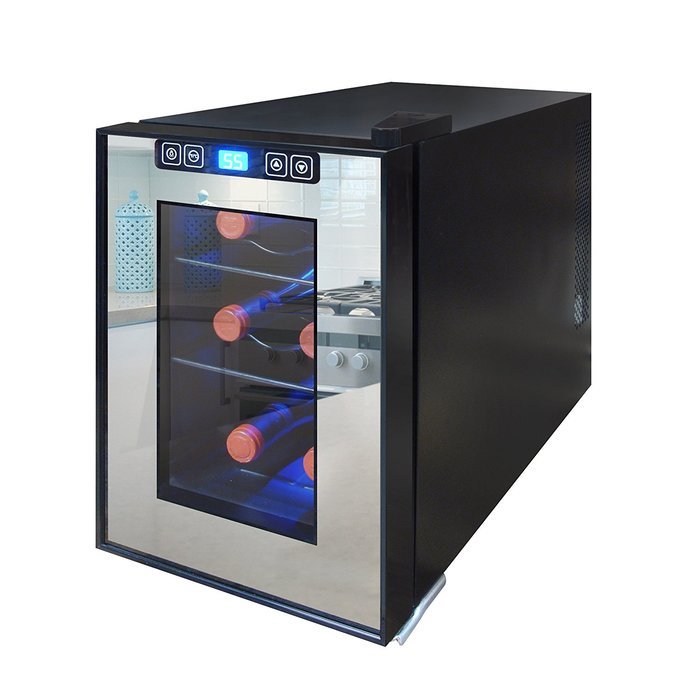 Vinotemp VT-18TSBM 18-Bottle Mirrored Thermoelectric Wine Cooler, Black N12