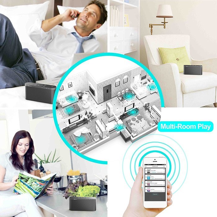 Wireless Bluetooth Wi-Fi Home Speaker,DOSS Touch Multi-room Smart speaker with 20W output and deep Bass supports... N2