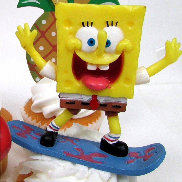 SPONGEBOB SQUAREPANTS 12 Piece CUPCAKE Topper Set Featuring 10 Random SpongeBob Figures and Themed Decorative... N6