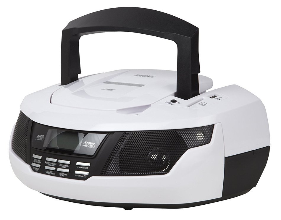 Duronic RCD99W White CD Player 4-way speaker Boombox with Clock, Radio, Flash memory and SD card MP3 Playback,... N5