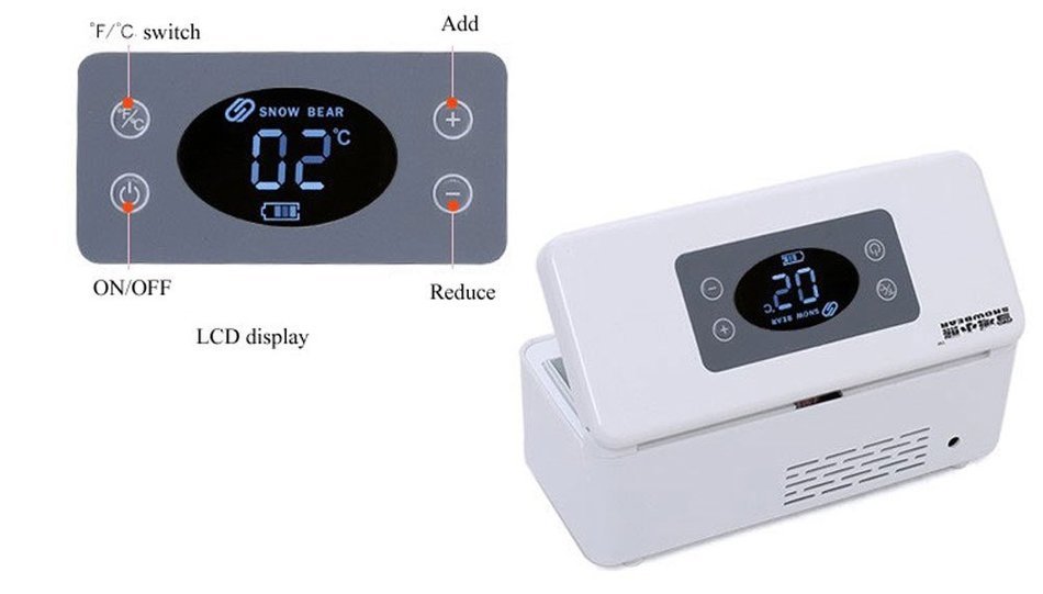 TOPCHANCES Portable 100-240V Insulin Cooler 2~25&deg;C Portable Snow Bear 100-240V Refrigerated Box Drug Reefer Car...