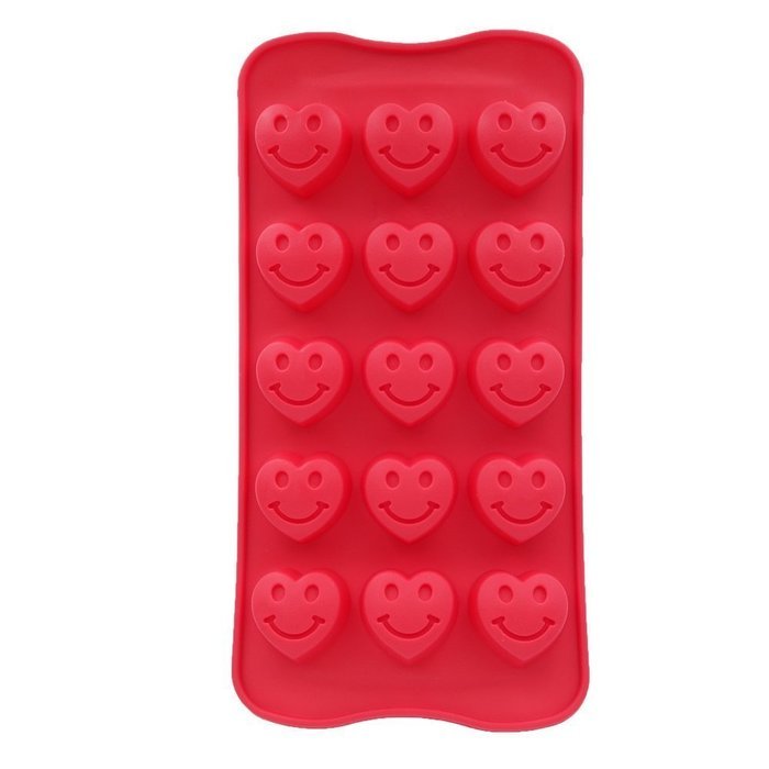 CECII Chocolate Molds, Candy Molds, Silicone Molds, Soap Molds, Silicone Baking Molds-15pcs Smile Heart Face N2