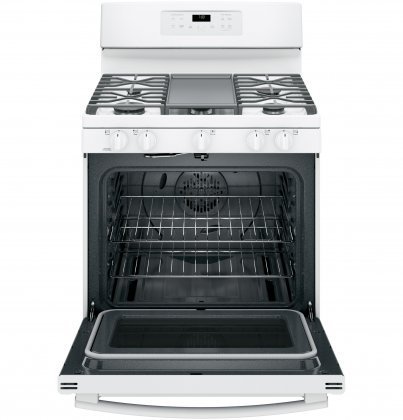 GE JGB700DEJWW 30" Gas Freestanding Range with 5 Burners, Sealed, Storage Drawer, 5 cu. ft. Primary Oven Capacity...