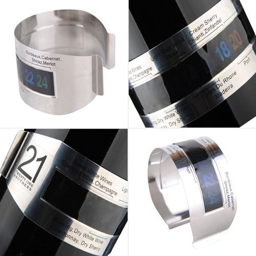 RYBACK Stainless Steel Wine Bottle Thermal Band Thermometer Cuff Style for Kitchen Bar N2