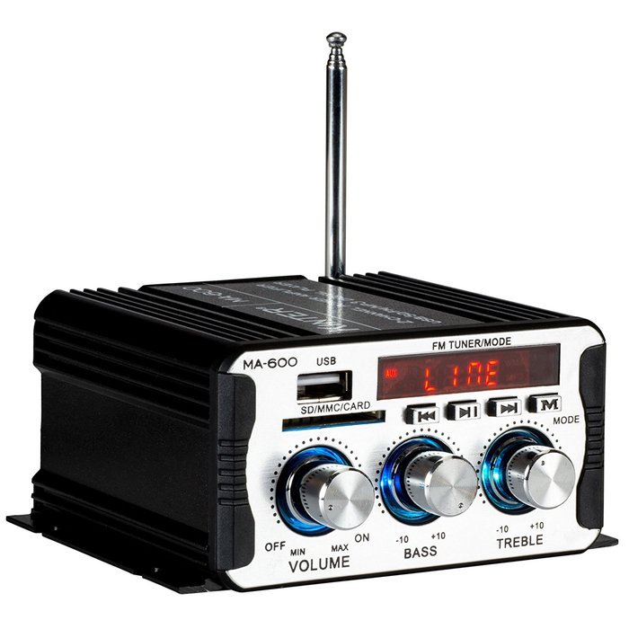 Kinter MA-600 2-Channel Mini Amplifier with Remote USB MP3 Media Card FM 2x18W N2