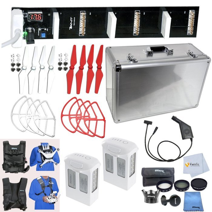 Adventure Mega Accessory Bundle for Phantom 4 Includes 2 DJI Phantom 4 Flight Batteries + Easy Carry Vest + Triple...