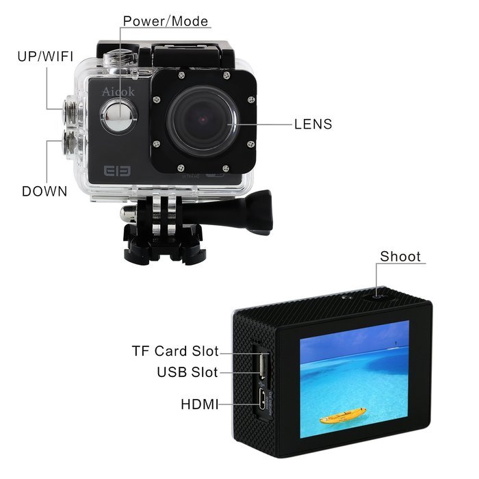 Aicok 4K WIFI Sport Action Camera (32GB Micro SD Card) 170 Degree Wide Angle Lens 2.0" LCD 16MP FHD 1080P Sports... N2